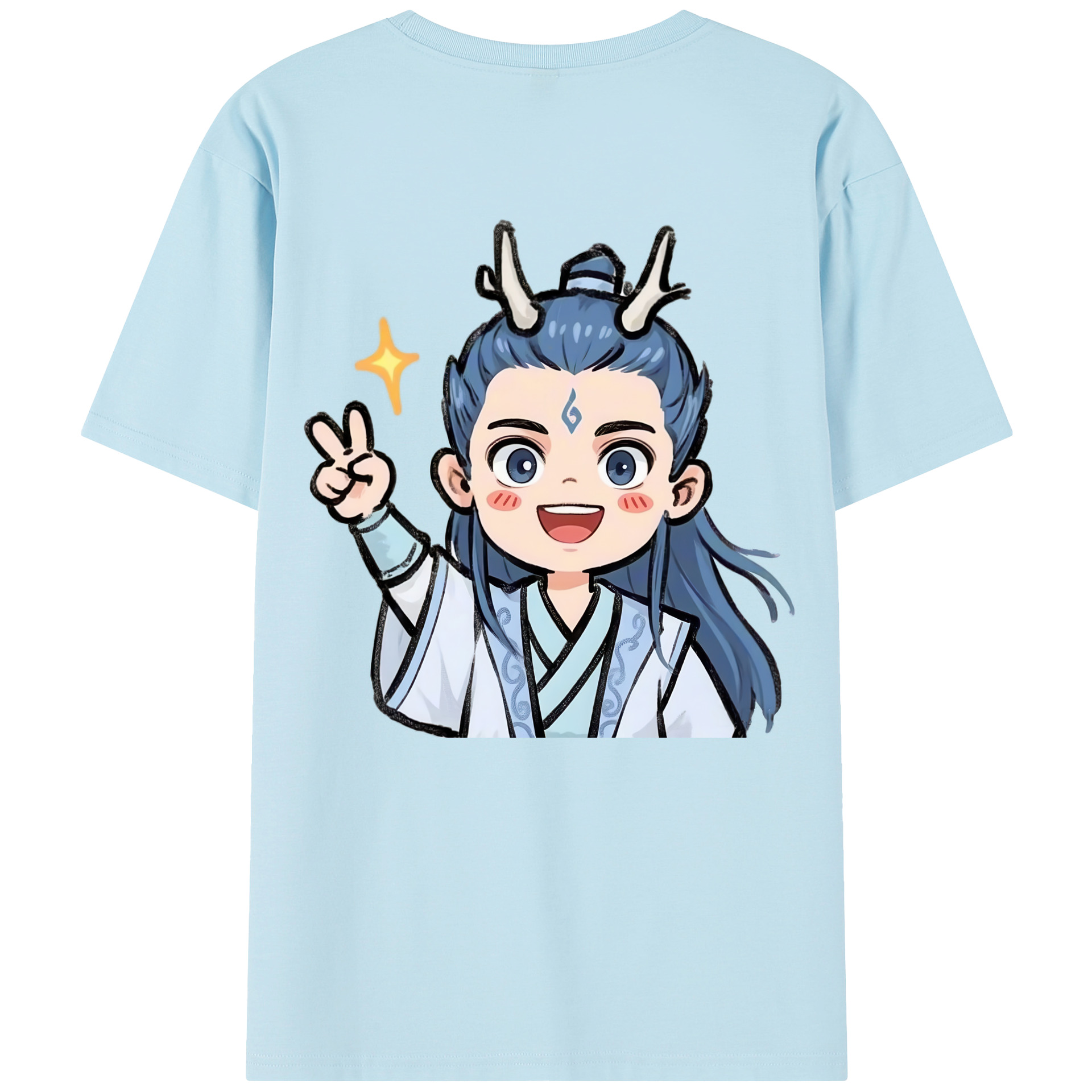 （画像用） Ne Zha 2 ナタ 魔童の大暴れ 綿100％半袖Tシャツ（背面プリント）